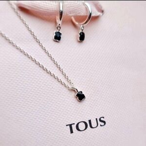 TOUS Mini Silver and Onix Jewelry Set